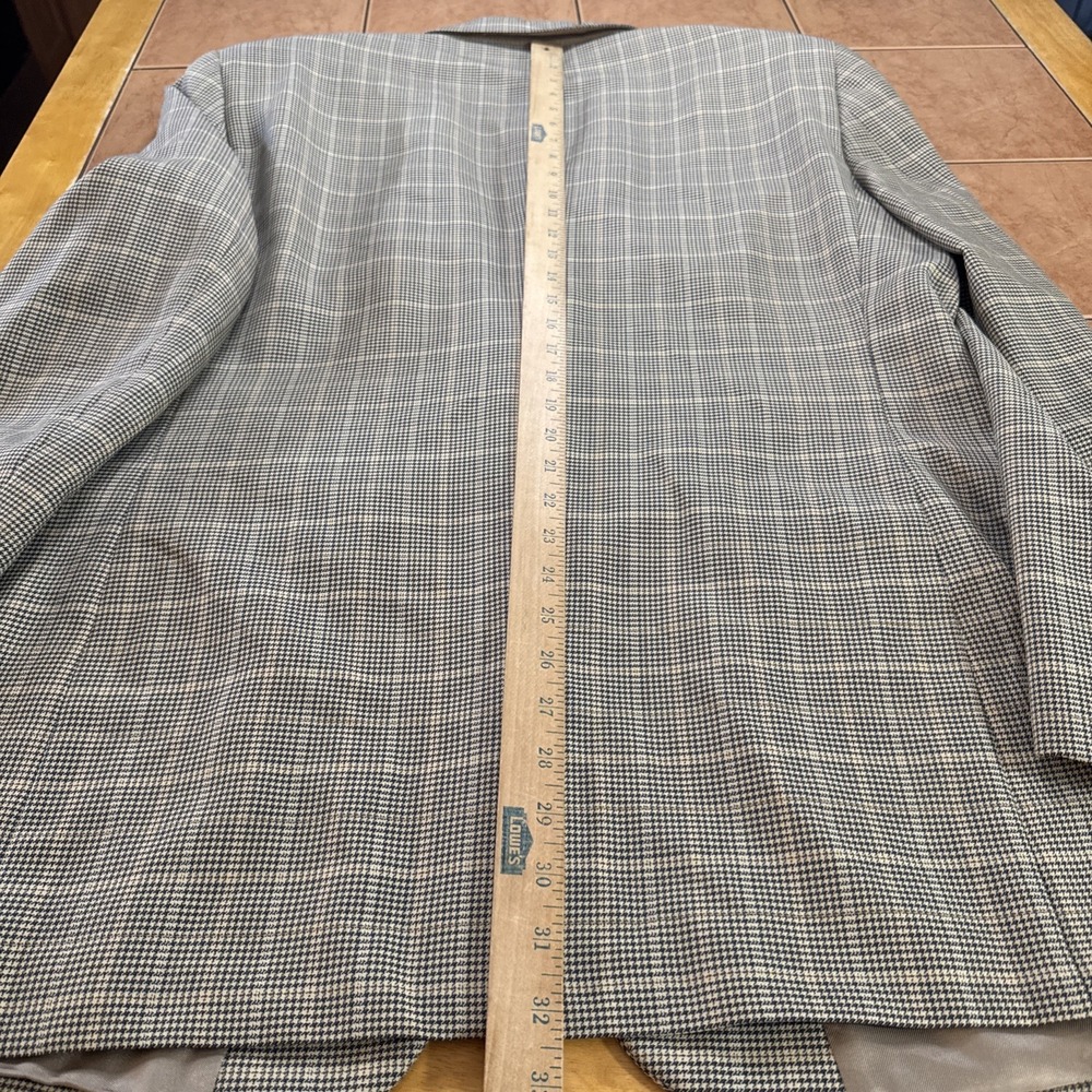 Jos A Bank Brown Blue Houndstooth Plaid 100% Wool Sport Coat Jacket Blazer 44L - Picture 13 of 13
